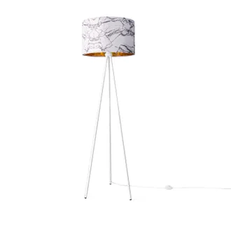 Paco Home Paco Home - Luminaria De Pie Sal&oacute;n Dormitorio E27 M&aacute;rmol Piedra Dise&ntilde;o Gris Blanco Oro (&oslash;455cm), L&aacute;mpara De Pie - Blanco