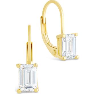 Sterling Forever Emerald Cut Cubic Zirconia Lever-Back Earrings in Gold at Nordstrom