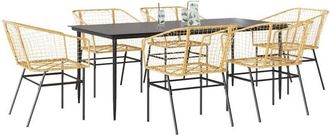 vidaXL Juego De Comedor De Jard&iacute;n 7 Pzas Rat&aacute;n Pe Marr&oacute;n Vidaxl