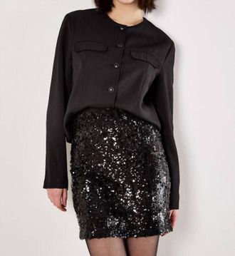 Apricot Multi Sequin Bodycon Mini Skirt In Black