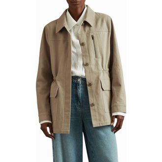 Reiss Brooklyn Cotton Utility Jacket in Neutral at Nordstrom Rack, Size 4