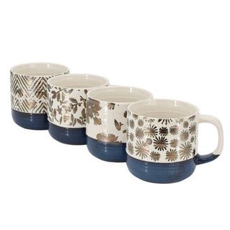 Gibson Home Spruce Garden Assorted 4 Piece 17 Ounce Stoneware Mug Set in White at Nordstrom