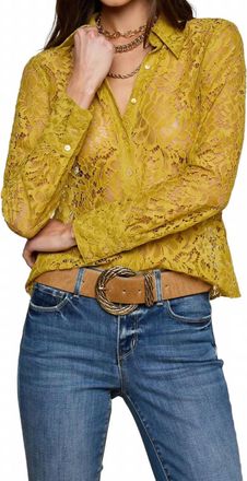 L'agence Maia Lace Buttondown Blouse In Ceylon Yellow Lace