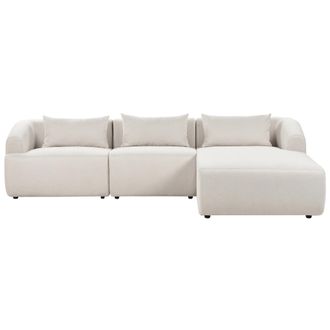 Beliani Sof&aacute; Esquinero Minimalista Moderno Izquierdo Tapizado De Tela Cojines Adicionales 3 Plazas Beige Svansele