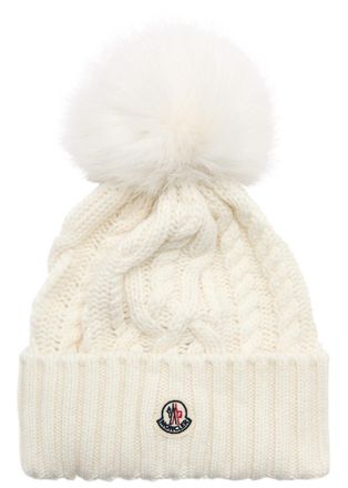 Moncler Pompom Wool-blend Beanie - White - One Size