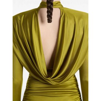 Balmain Draped Viscose Dress - Green