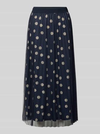 s.Oliver Black Label Leicht ausgestellter Midi-Rock mit Polka Dots in Marine, Gr&ouml;&szlig;e 34