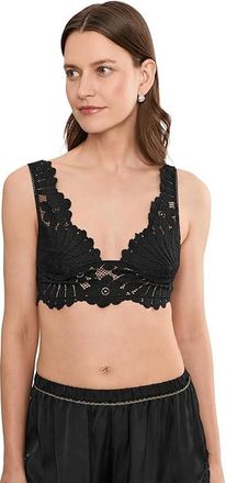 Free People Petal Party Plunge Bralette Womens Bra Black : LG (Womens 12-14), Elastane/Nylon