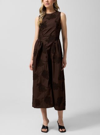 Rotate Womens Textured floral pattern brown dress