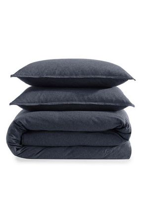 Calvin Klein Mélange Cotton Blend Jersey Duvet & Shams Set in Grey at Nordstrom, Size Queen