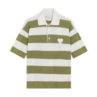 Ami Short Sleeves Polo With Ami De Coeur Patch - female - Ami Paris - Polo Shirts - Multicolor - M - Tops