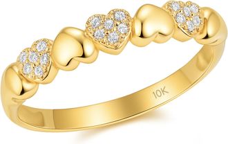 MAX + STONE 10k Yellow Gold Reverse Heart Cubic Zirconia Ring