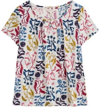 Seasalt Cornwall Appletree Floral Keyhole T-Shirt in Inky Botanical Chalk at Nordstrom, Size 14 Us