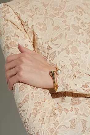Jimmy Choo London Brass Bracelet With Pearls, Womens, Gold