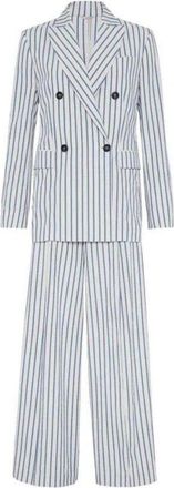 Brunello Cucinelli White Striped Tailored Blazer, Brand Size 44 (US Size 10)