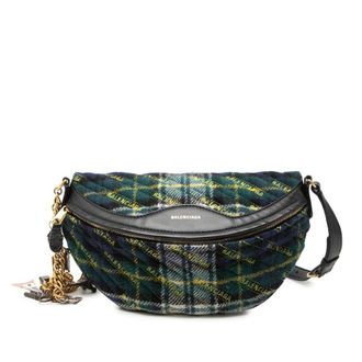 Balenciaga Pre-owned Balenciaga Diagonal Quilted Wool Allover Logo Souvenir Belt Bag XS Ladies 9W5FPPBGKIKUCSQR