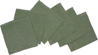 Puro Lino 6 Napkins 45x45 Pure Linen Olive