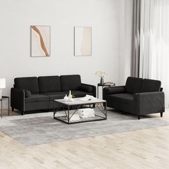 vidaXL Vidaxl - Juego De Sof&aacute;s Con Cojines 2 Piezas Terciopelo Negro