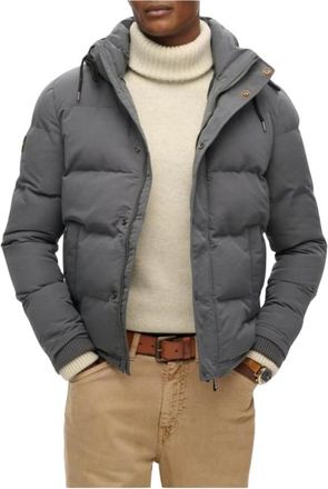 Superdry Grijze Hooded Ritsjas voor Mannen - Heren - Winterjassen - Grijs - S - Polyester - Jassen
