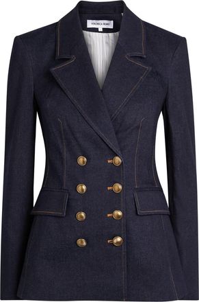 Veronica Beard Claude Dickey Double-breasted Denim Blazer - Dark Blue - 12 (UK16 / XL)