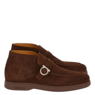 Ferragamo Gancini Buckle Desert Boots, Size 9 E