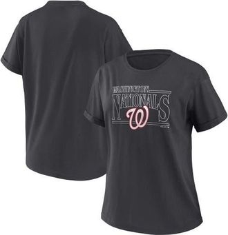 WEAR by Erin Andrews Womens WEAR by Erin Andrews Charcoal Washington Nationals Oversized Boyfriend T-Shirt at Nordstrom, Size Small