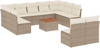 vidaXL Set De Sof&aacute;s De Jard&iacute;n 12 Pzas Y Cojines Rat&aacute;n Sint&eacute;tico Marr&oacute;n Vidaxl