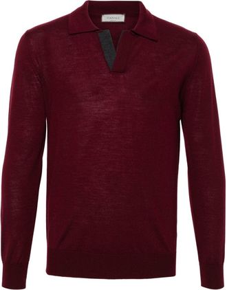 Canali merino wool polo shirt - men - Merino - 50 - Red