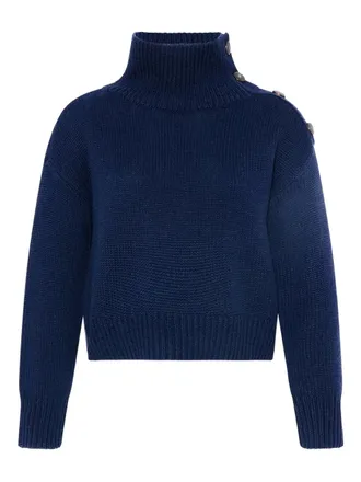 Yves Salomon button high-neck sweater - Blue