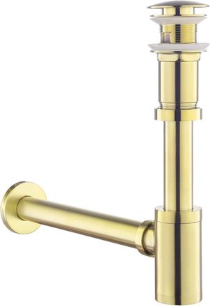 OEM [nunca Utilizado]kit - Sif&oacute;n Con Desag&uuml;e Y Rebosadero Para Fregadero De Oro Cepillado, Sif&oacute;n Antiolor De Dise&ntilde;o Universal De Lat&oacute;n, Sif&oacute;n De 1 1/4 - G