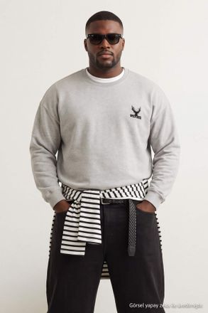 Trendyol MAN Heren Grijs Effen Lang, Oversized Grote maten Sweatshirts