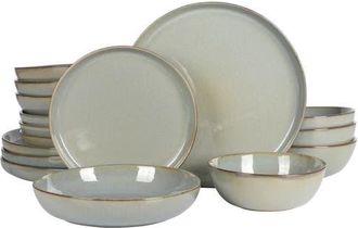 Gibson Home Berea Plates and Bowls Reactive Glaze Round Dishes Stoneware Ceramic Dinnerware Set -Green at Nordstrom