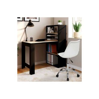 IDMarket Scrivania libreria ben con ripiani neri e effetto faggio