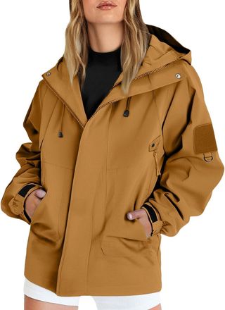 Generic Shffuw Lightweight Waterproof Jacket Womens Casual Active Outdoor Walking Raincoats with Hooded Breathable Zip Up Softshell Jackets with Pockets Ladie