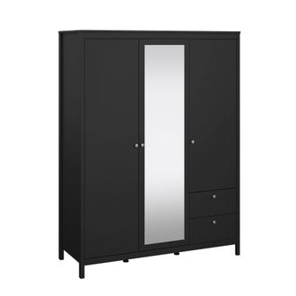 Dmora Dmora - Armario 3 Puertas Rufina, Muebles De Dormitorio, Vestidor, Armario De Ropa, 150x58 H199 Cm, Negro