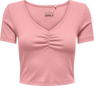 Only Kurzarmshirt ONLY ONLBETTY LIFE S/S SCALLOP V-NECK CC JRS, Damen, Gr. XL, rosy touch, Jersey, Obermaterial: 95% Baumwolle, 5% Elasthan, unifarben, h&uuml;f