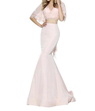Sherri Hill Bell Sleeve Prom Dress In Blush