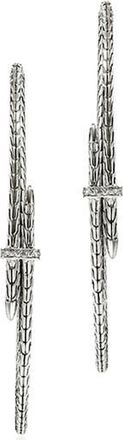 John Hardy Spear Hoop Earrings, Silver, Diamonds, 77mm at Nordstrom Rack