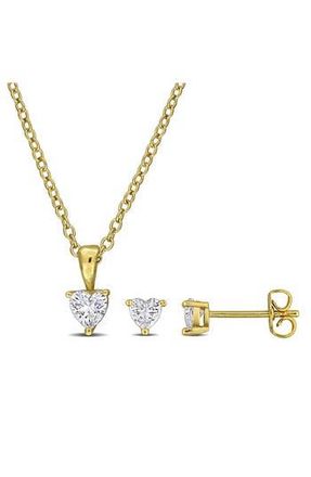 Delmar Heart Cut Cubic Zirconia Earrings & Necklace Set in Gold at Nordstrom Rack