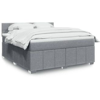 vidaXL Vidaxl - Cama Box Spring Con Colch&oacute;n Tela Gris Claro 180x200 Cm