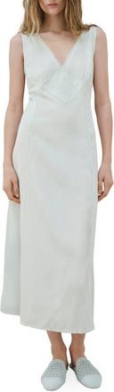 Mango Lace Detail Nightgown in Blue at Nordstrom, Size Small