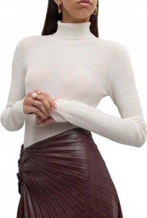 A.L.C. Jo Cotton-Blend Turtleneck Top In White