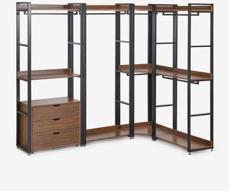 Sklum Armario Modular Abierto Esquinero de 4 Piezas en Acero y Madera Ariaster Sklum