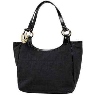 Fendi Black Leather Handbag Tote Bag (Pre-Owned)
