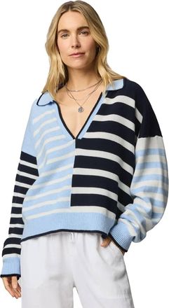Splendid Arden Stripe Polo Sweater In Blue