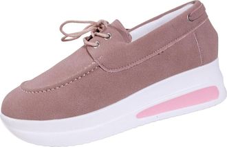 Generic Womens Sneakers Casual Lace Up Shoes Solid Color Classic Fashionable Wedge Heel Lightweight Comfy Running Shoes Tennis Walking Trainers Pink