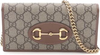 Gucci 2016-2025 GG Supreme Horsebit 1955 Wallet on Chain crossbody bag - Brown