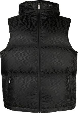 GCDS logo-monogrammed hodded gilet - men - Polyamide/Polyester/Feather Down - S - Black