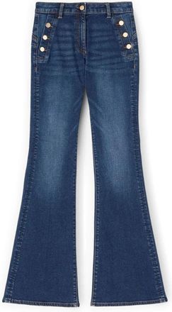 Motivi Flare Jeans met Metalen Knopen - Dames - Flared Jeans - Blauw - XL - Katoen - Jeans