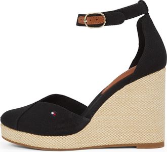 Tommy Hilfiger Womens Flag Closed Toe Espadrilles with Ankle Strap, Black (Black), 6.5
